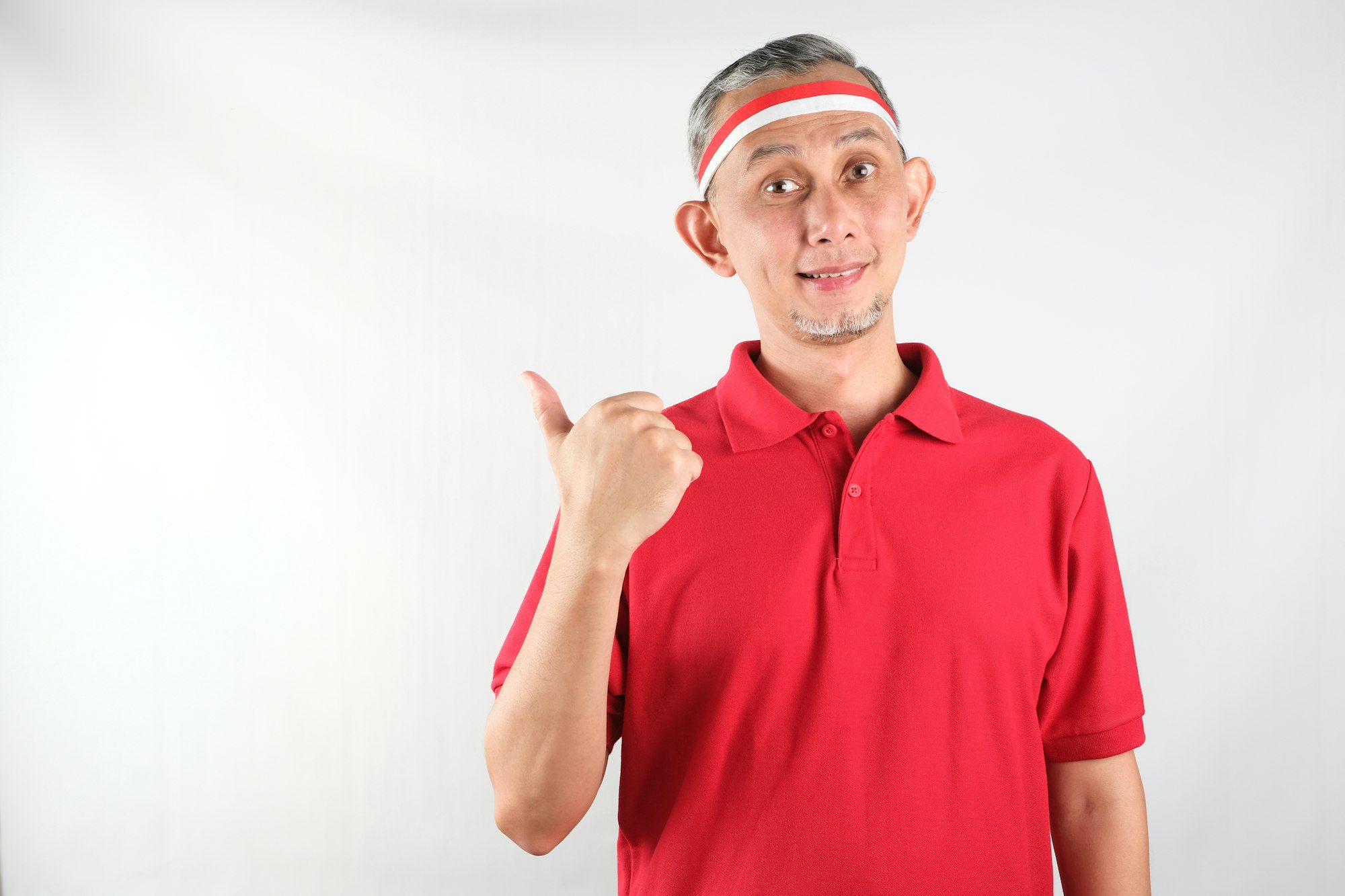 Asian Man with Indonesia flag attribute, Independence day